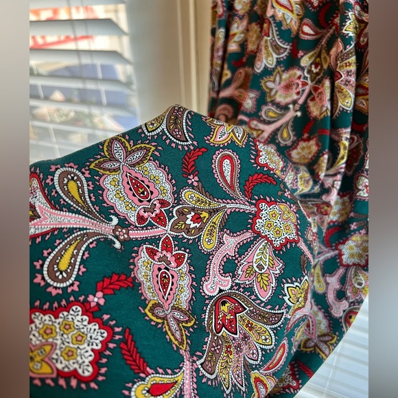 Boden Floral V-Neck Maxi Dress Teal and Pink Size 6 R Comfy Stylish Stretchy - Picture 4 of 5